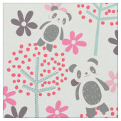 Bäume, Blumen und Panda-Bärn-Gewebe Stoff (Nahaufnahme)