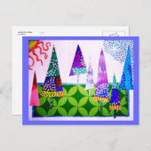 Bäume Collage, glückliche Ferien Feiertagspostkarte (Vorne/Hinten)