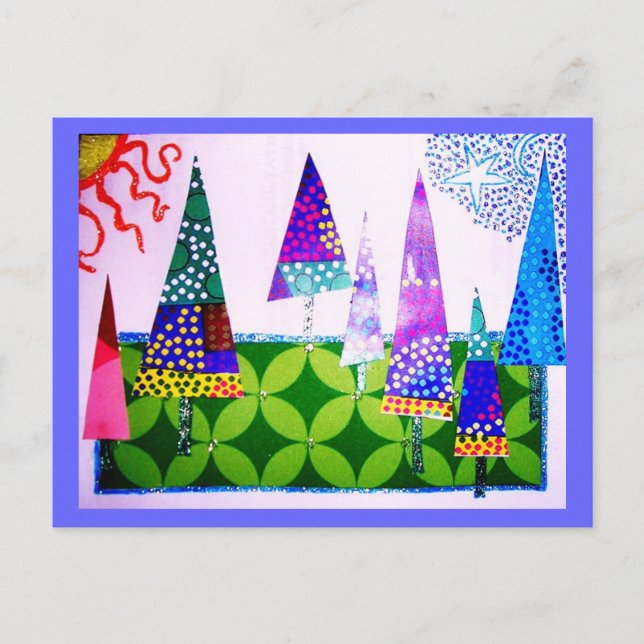 Bäume Collage, glückliche Ferien Feiertagspostkarte (Vorderseite)