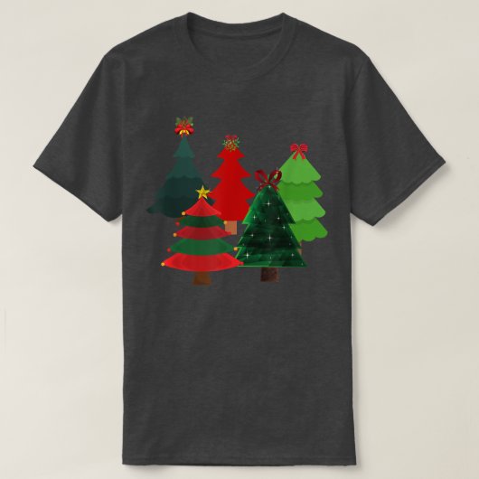 BÄUME DER CHRISTMAS, DEKORIERTE STARTEN, BOWS UND T-Shirt (Design vorne)