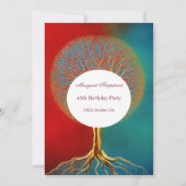 Bäume des Lebens goldrot aquamarin jedes Lebensjah Einladung (Rückseite)