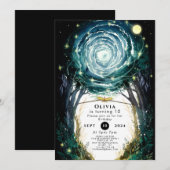 Bäume des Zauberwaldes zum Geburtstag Einladung (Vorne/Hinten)