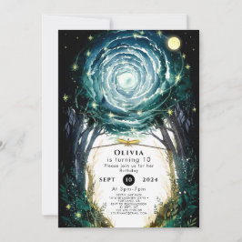 Bäume des Zauberwaldes zum Geburtstag Einladung