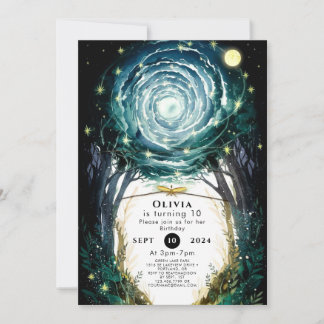 Bäume des Zauberwaldes zum Geburtstag Einladung