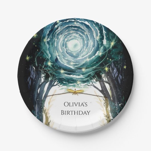 Bäume des Zauberwaldes zum Geburtstag Pappteller (Vorderseite)