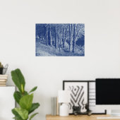 Bäume durch einen Fluss - Cyanotypeffekt Poster (Heimbüro)