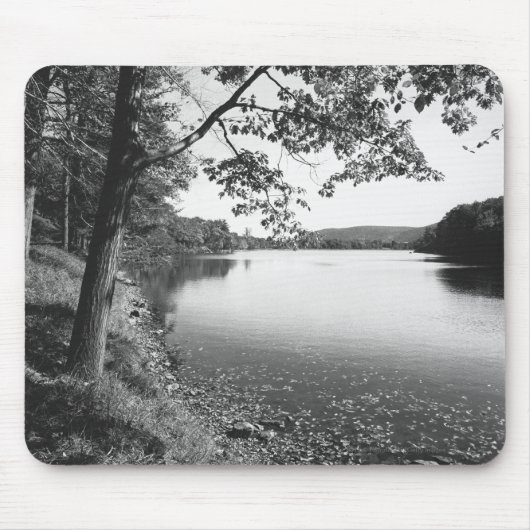 Bäume durch Fluss B&W Mousepad (Vorne)