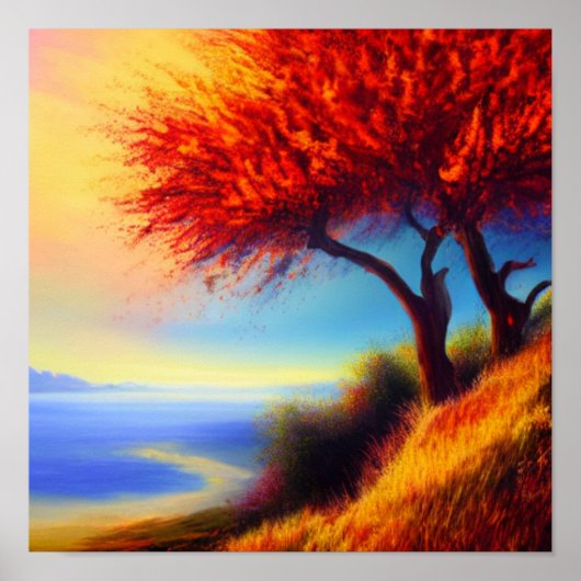 Bäume entlang eines Wegplakats fallen Poster (Vorne)