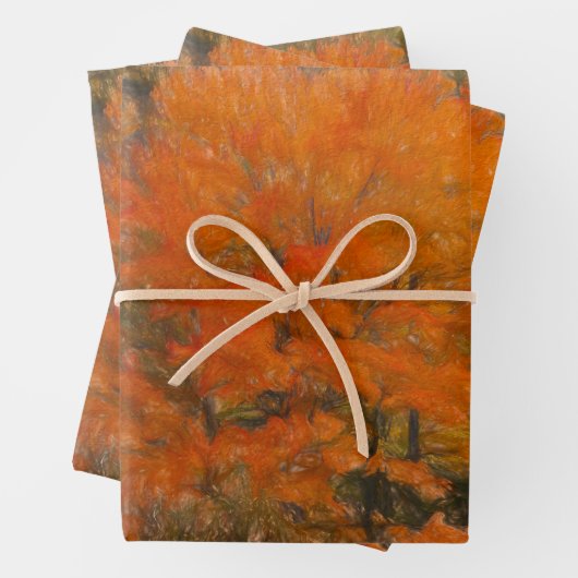 Bäume fallen Wald Wälder Orange Sketch Kunst Geschenkpapier Set (Beispiel)