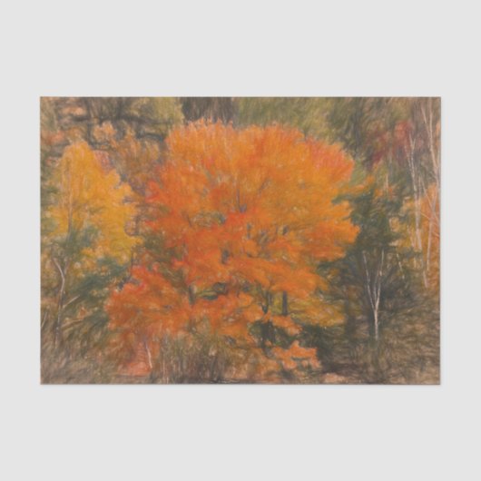 Bäume fallen Wald Wälder Orange Sketch Kunst Seidenpapier (Vorderseite)