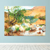 Bäume Felsen Bergsicht Leinwanddruck (Insitu (Holzboden))