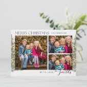 Bäume frohe Weihnachten drei Foto-Karte Einladung (Stehend Vorderseite)