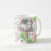 Bäume, Häuser, frühlingstädtische Landschaft Kaffeetasse (VorderseiteRechts)