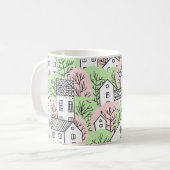 Bäume, Häuser, frühlingstädtische Landschaft Kaffeetasse (Vorderseite Links)