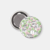 Bäume, Häuser, frühlingstädtische Landschaft Magnet (Vorderseite/Rückseite)