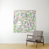 Bäume, Häuser, frühlingstädtische Landschaft Wandteppich (Beispiel (Horizontal))