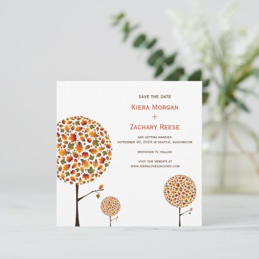 Bäume im Herbst, die das Datum einheizen, speicher Save The Date (Stehend Vorderseite)