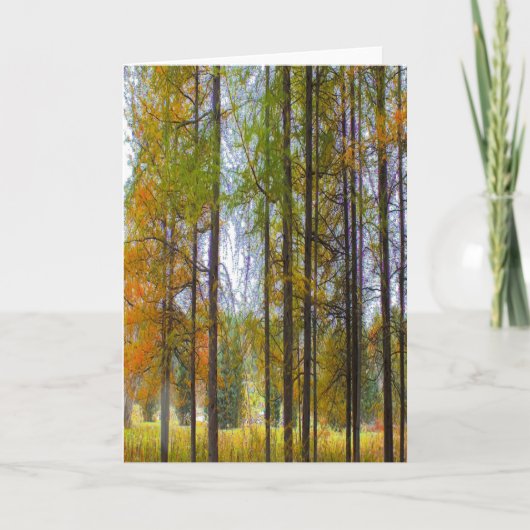 "Bäume im Herbst" digital transformierte Tamaracks Karte (Vorderseite)