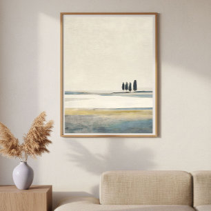Bäume im offenen Feld Minimale abstrakte Landschaf Poster