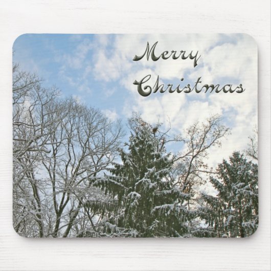 Bäume im Schnee - frohe Weihnachten Mousepad (Vorne)