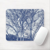 Bäume im Winter - Cyanotypeffekt Mousepad (Mit Mouse)