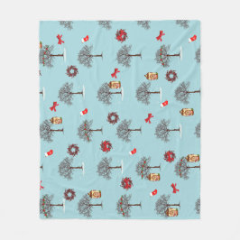 Bäume im Winter und Weihnachtsdekorationen Fleecedecke