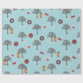 Bäume im Winter und Weihnachtsdekorationen Geschenkpapier (Flach)