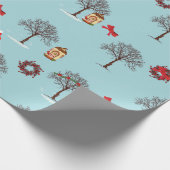 Bäume im Winter und Weihnachtsdekorationen Geschenkpapier (Ecke)
