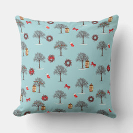 Bäume im Winter und Weihnachtsdekorationen Kissen