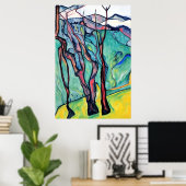 Bäume in den Vorgebirgen uneingerahmt Poster (Heimbüro)