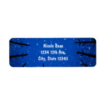 Bäume in der Nacht Himmel rustikale Hochzeitsmarke