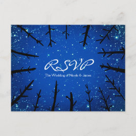 Bäume in der Nacht Sky Rustic Wedding RSVP Karte