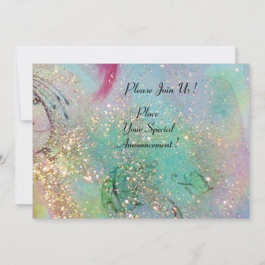 BÄUME IN DER Toskana, blaugrüne Glitzern Einladung (Rückseite)