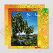 BÄUME IN DER Toskana, Glitzern IN Gelbgold Einladung (Vorne/Hinten)