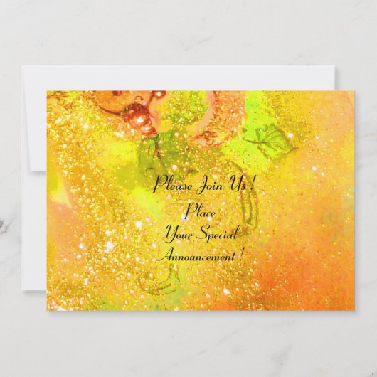 BÄUME IN DER Toskana, grün-braun-gelbe Glitzern Einladung (Rückseite)