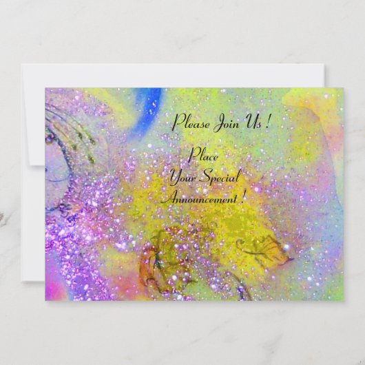 BÄUME IN DER Toskana, lila, gelbgrünes Funkeln Einladung (Rückseite)