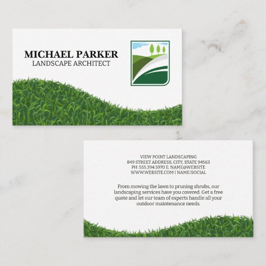 Bäume in Logo-Feldern | Graslandschaft Visitenkarte (Vorne/Hinten)