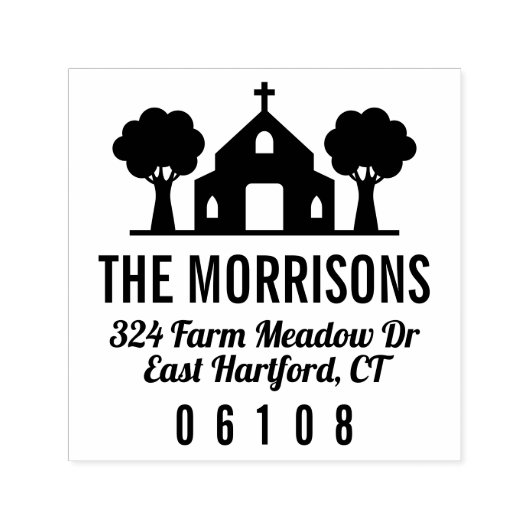 Bäume Kirchenname und Rücksendeadresse Permastempel (Design)