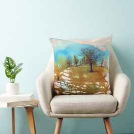 Bäume Landschaft Wasserfarbene Kunst Kissen