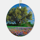Bäume leben Eiche unter Texas Bluebonnets Keramikornament (Links)
