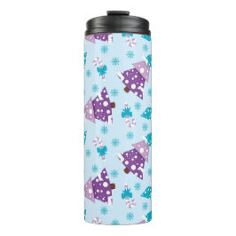 BÄUME lila UND TURQUOISE WINTER Thermosbecher