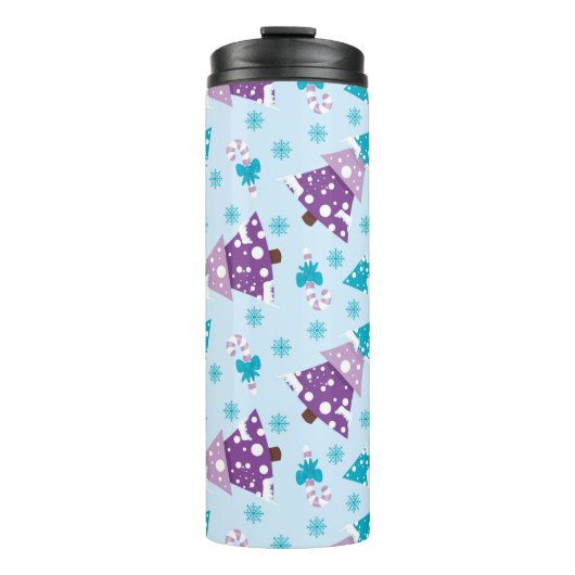 BÄUME lila UND TURQUOISE WINTER Thermosbecher (Vorderseite)