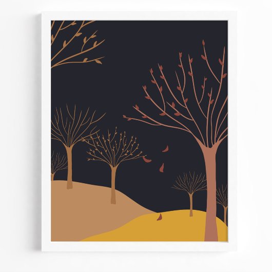 Bäume mit fallenden Blätter Herbstlandschaft Poster