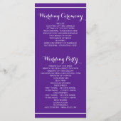 Bäume mit glänzenden Lichtern lila Hochzeitsprogra Programm (Rückseite)
