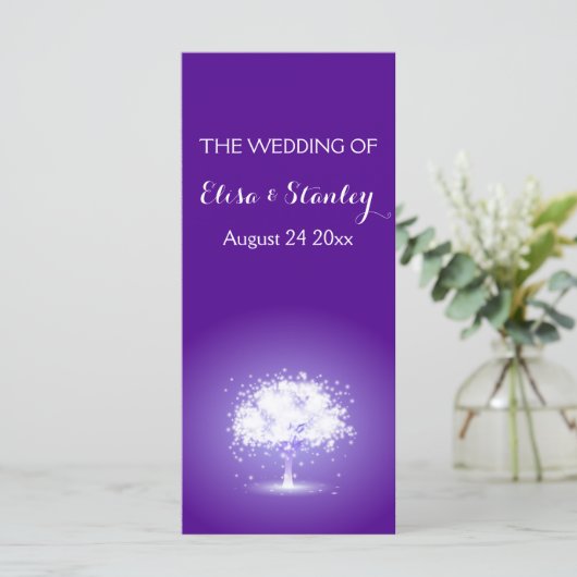 Bäume mit glänzenden Lichtern lila Hochzeitsprogra Programm (Stehend Vorderseite)