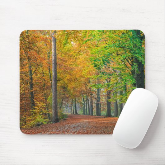 Bäume mit Herbstlaub in einem Wald Mousepad (Mit Mouse)