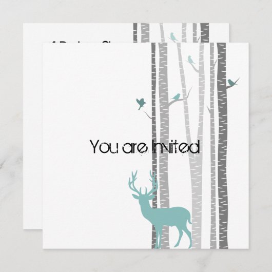 Bäume mit Hirschbaby-Dusche Einladung (Vorne/Hinten)