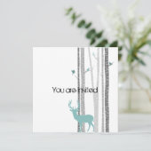 Bäume mit Hirschbaby-Dusche Einladung (Stehend Vorderseite)