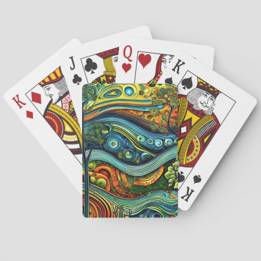 Bäume mit turbulenten Wolken Spielkarten (Rückseite)