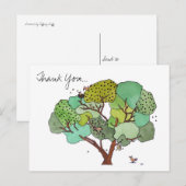 Bäume mit Vögeln und Bienen Vielen Dank Postkarte (Vorne/Hinten)